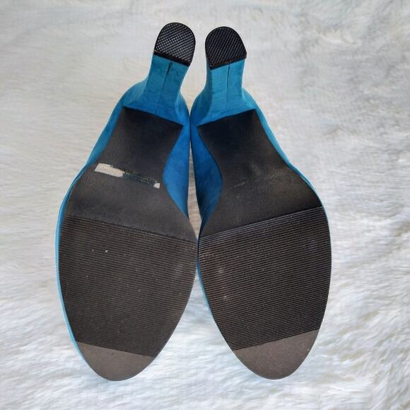 Qupid Teal Faux Suede Platform Pumps - Picture 8 of 8